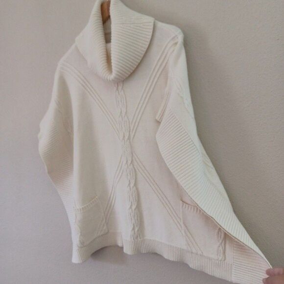 Anne Klein Knit Sweater Turtleneck Pullover Poncho Size Small - Medium - Picture 2 of 11